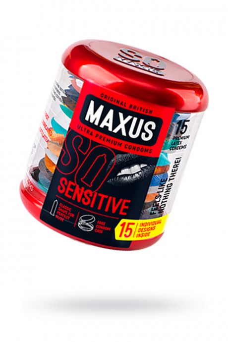 ПРЕЗЕРВАТИВЫ MAXUS, УЛЬТРАТОНКИЕ, ЛАТЕКС, ЖЕЛЕЗНЫЙ КЕЙС, 18 СМ, 5,3 СМ, 15 ШТ